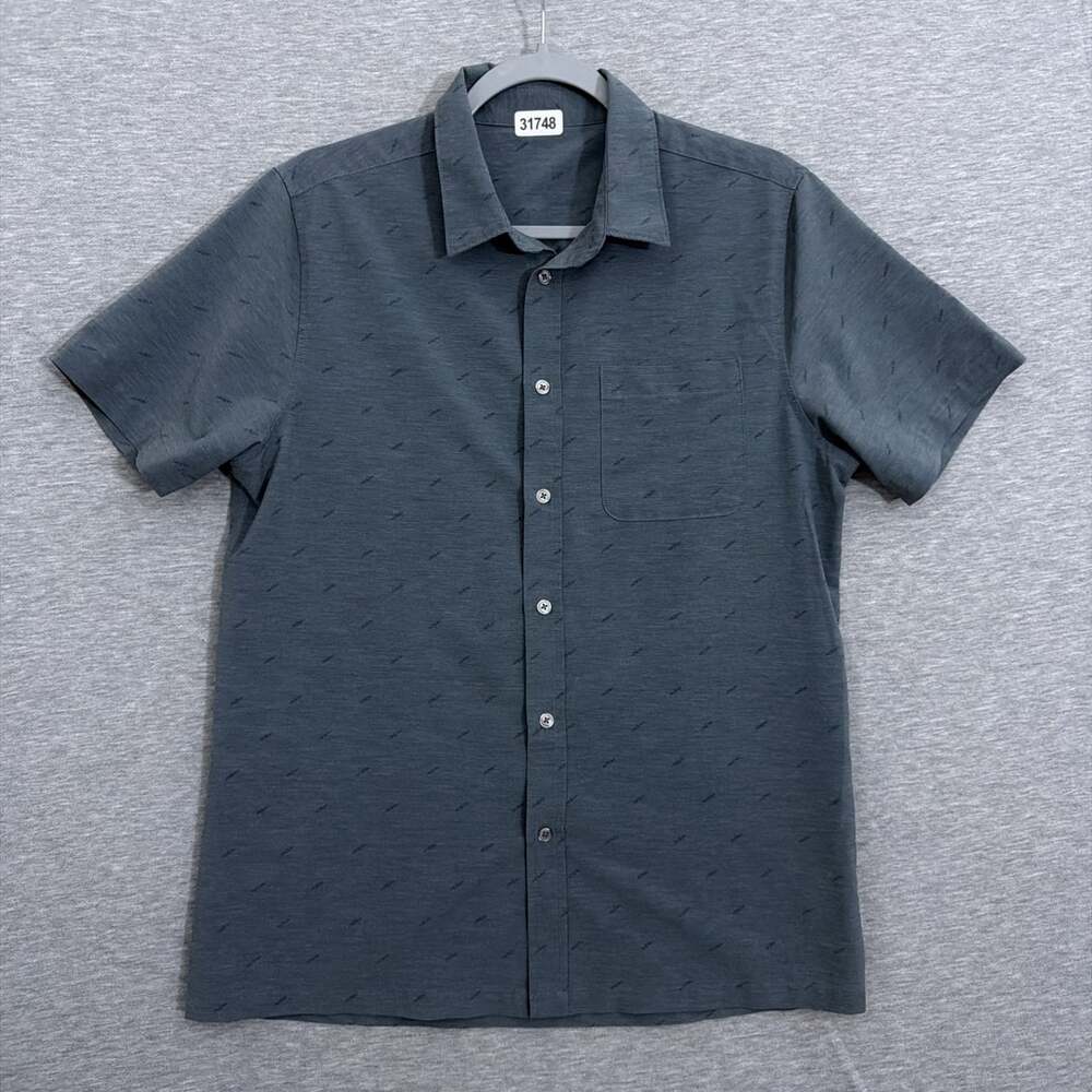 Vuori Mens Size Medium Grey Short Sleeve Button Up Shirt V184